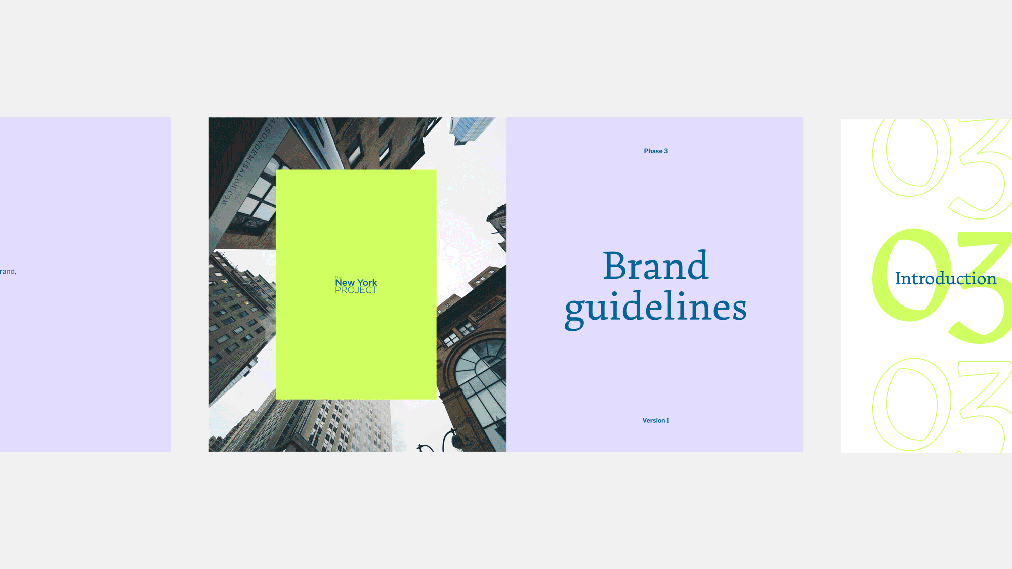 Pages from the New York Project Brand Guidelines