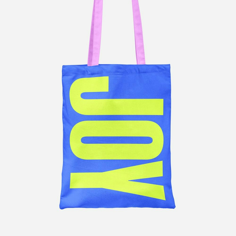 Tote bag with the word joy on it