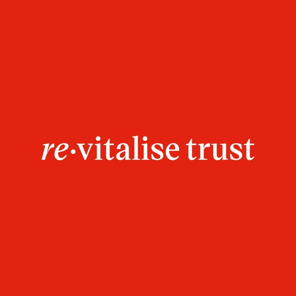 Revitalise Trust logo artwork on red background